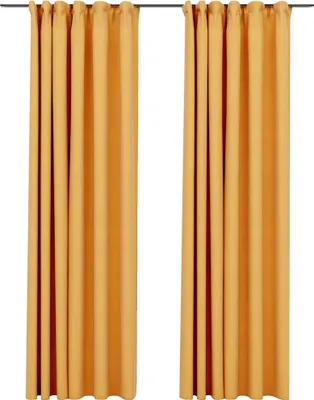 Produktbild von vidaXL Verdunkelungsvorhänge Haken Leinenoptik 2 Stk. Gelb 140x245cm
