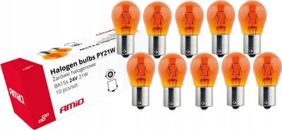 Zdjęcie produktu dla ŻARÓWKI HALOGENOWE PY21W BA15s 24V 21W AMBER 10 sztuk MOCNE I TRWAŁE