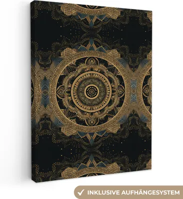 Obrázek produktu pro OneMillionCanvasses® - Plátna - Mandala - Zlatá - Bohémský -  nástěnné umění, nástěnné dekorace Obývací pokoj, 90x120cm