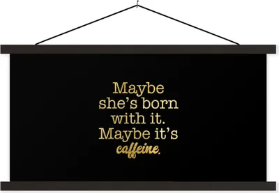 Produktbild von MuchoWow® Textilposter Zitate - Kaffee - Gold - Schwarz 90x45 cm mit schwarzem Rahmen - Klemmleisten