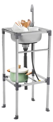 Produktbild von Freistehende Spüle - Edelstahl-Waschbecken - Spüle für die Küche - Spüle für die Werkstatt - Spüle für den Hauswirtschaftsraum