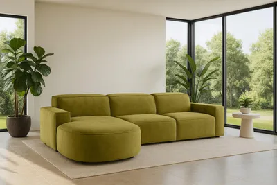 Produktbild von Kaiser Möbel Ecksofa Cursal Round L-Form, Stoff Salvador, Olive, Links