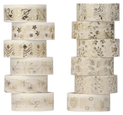 Productafbeelding van Set van 12 Washi Tape met Gouden Decoratieve Patronen