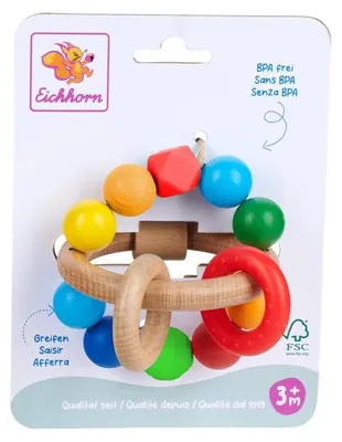 Produktbild von Eichhorn Baby Greifling 3D - Motorikspielzeug aus Holz und Silikon mit beweglich