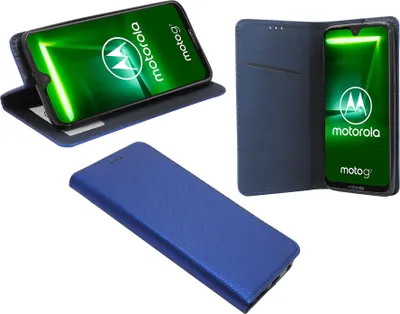 Produktbild von cofi1453® Buch Tasche "Smart" kompatibel mit MOTOROLA MOTO G7 PLUS Handy Hülle Etui Brieftasche Schutzhülle mit Standfunktion, Kartenfach Blau