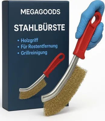 Produktbild von Stahl-Drahtbürste Holzgriff für Rostentfernung Grillreinigung DE.