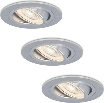 Produktbild von hoftronic LED Einbaustrahler 6W 570lm 4000K Dimmbar Schwenkbar Edelstahl 3er Set