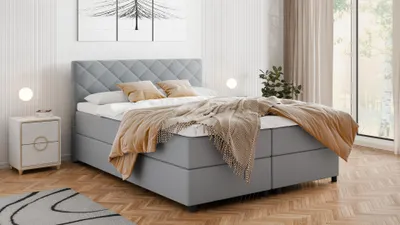 Produktbild von BOXSPRINGBETT Diamaro 160x200 cm mit Bettkasten und Topper - Hellgrau