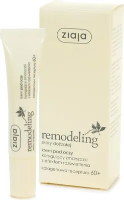 A product shot of a Ziaja eye cream tube and its packaging box, presented on a white background.