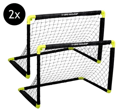 Image de Lot de 2 cages de football Dunlop – Cages de football 90 × 59 × 61 cm – Cages de football pliables – Faciles à ranger – Cages d'entraînement pour enfants et adultes – Plastique – Noir/Jaune
