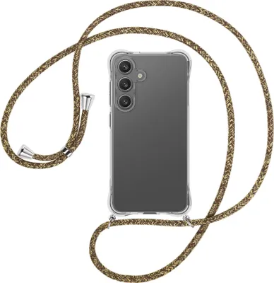Produktbild von Handykette Backcover-Schutzhülle mit Band (Metall silberfarben) für Samsung S25 - braun+beige