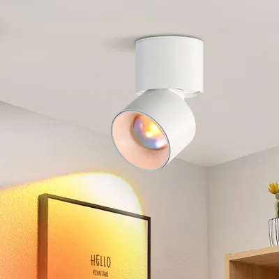 Produktbild von ZMH LED Deckenleuchte Deckenstrahler 1 Flammig Deckenspots Weiß Modern Rund Schwenkbar 350° Warmweiß Sunset  Innen für Wohnzimmer Schlafzimmer Treppen