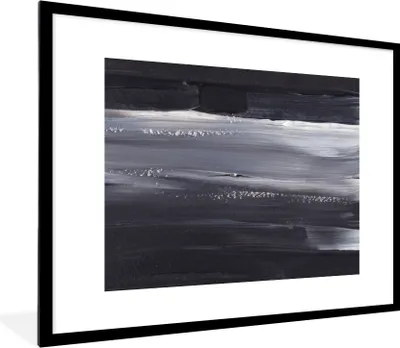 Produktbild von MuchoWow® Gerahmtes Poster Farbe - Abstrakt - Schwarz 80x60 cm - Poster mit Schwarzem Bilderrahmen Wandposter Rahmen Foto Bilder - Schlafzimmer-Dekorationen - Fotoposter