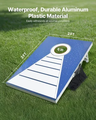 Zdjęcie produktu dla Zestaw do gry w cornhole 3x2 ft Przenośna plansza do gry w cornhole Aluminiowa 8 woreczków z fasolą