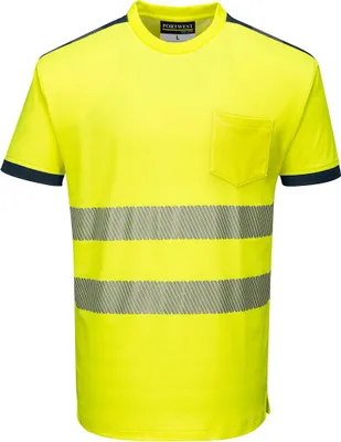 Obrázok produktu pre Tričko Hv Pw3 – veľkosť XS – žltá/námornícka modrá – Portwest