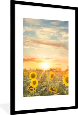 Produktbild von MuchoWow® Gerahmtes Poster Sonnenblume - Sonne - Blumen 60x90 cm - Poster mit Schwarzem Bilderrahmen Wandposter Rahmen Foto Bilder - Dekoration - Wandposter Wohnzimmer - Hochwertig