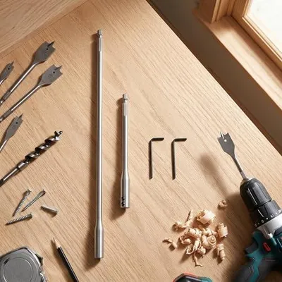 Produktbild von Bohrverlängerung für 1/4-Zoll-Bohrer, Set aus Kohlenstoffstahl für Holzspatenbohrer