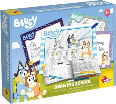 Obrázok produktu pre Sada na kreslenie Bluey, škola kreslenia, kompletná sada na naučenie sa kresliť, 4 stierateľné tabule, omaľovánka