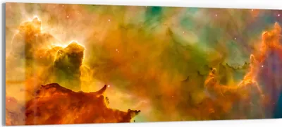 Produktbild von DEQORI Glasbild Echtglas 150x60 cm 'Kosmischer Farbzauber' Wandbild Bild modern Deko