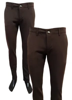 Zdjęcie produktu dla Casualowe spodnie eleganckie casul brązowe proste nogawki regularne eleganckie klasyczne spodnie dla mężczyzn 40
