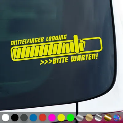 Produktbild von PantherPixel Mittelfinger Aufkleber Lädt Loading Stinkefinger Sticker Auto Geschenkidee Farbe Neon-Gelb