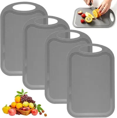 Imagen del producto de Juego de tablas de cortar de plástico, de 4 piezas, con agarre antideslizante, libre de BPA, apto para lavavajillas, para la cocina
