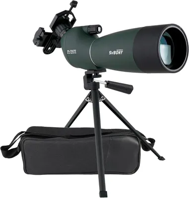 Produktbild von Svbony SV28 Spektiv 25-75x70 Abgewinkeltes Okular Wasserdicht BAK4 Prisma Monokular mit Stativ Handy Adapter Tragetasche Spektive für Sportschützen Vogelbeobachtung