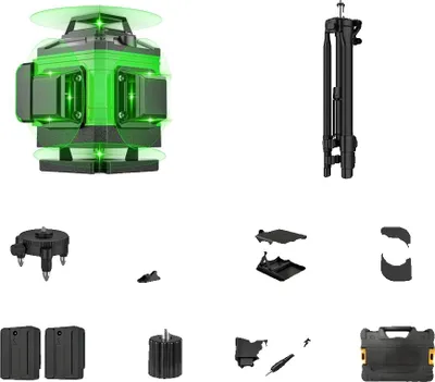 Zdjęcie produktu dla Poziomica laserowa, samopoziomująca, trwała konstrukcja, 16 linii + statyw + zestaw narzędzi