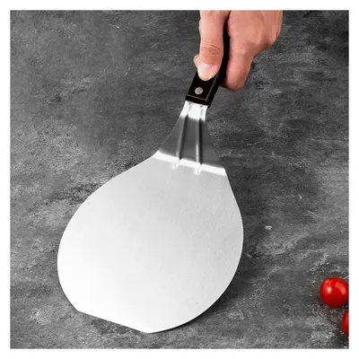 Produktbild von Metall-Pizzaschieber - Perforierter Pizzawender mit langem Griff | Edelstahl-Pizzaschieber, Zubehör für Pizzaöfen zum Wenden von Teig, Brot, Gebäck