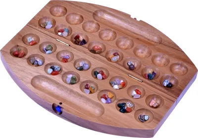 Produktbild von Bao Spiel Gr. S oval - aus Holz – Strategiespiel mit Edelsteinen ()