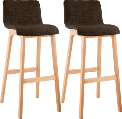 Produktbild von CLP 2er Set Barhocker Hover Stoff gepolstert mit Lehnen Vierfußgestelle Natura braun