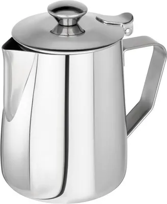 Produktbild von APS 10323 Kaffeekanne/Teekanne, mit Klappdeckel Ø 8 cm, Höhe 11,5 cm, 0,35 Liter, Edelstahl, außen hochglanzpoliert