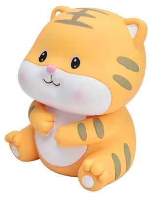 Kinder-Sparschwein aus Kunststoff, Tiger-Design, 14 x 12,5 cm