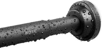 Productafbeelding van Unyqoos® BOTC Uittrekbare douche- en gordijnstang, 100–185 cm, zwart, 304 roestvrij staal, montage met veerspanning zonder boren, antislip eindkappen