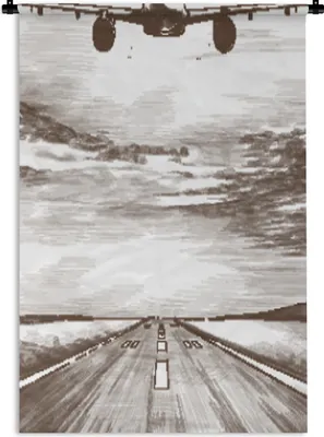 Produktbild von MuchoWow® Wandteppich Wandbehang Flugzeug - Luft - Schwarz - Weiß 120x180 cm Tapisserie Dekoration Wandtuch - Schlafzimmer - Dekorationen für das Haus