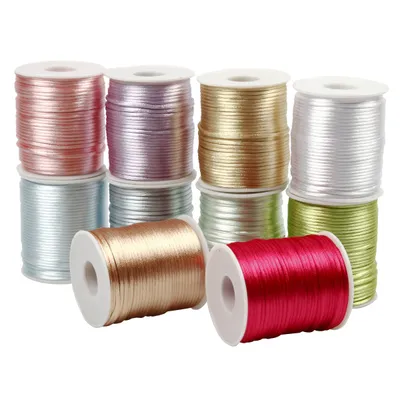Image de Cordon en satin, assortiment, 2 mm, couleurs pastel, 10x50 m