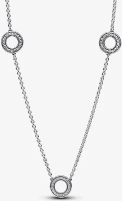 Obrázek produktu pro Pandora 393162C01 Dámský náhrdelník Three Zirconia Pavé Circles Stříbro