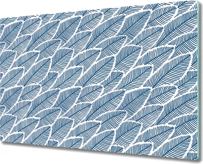 Produktbild von Glas-Herdabdeckplatte Glaskeramikkochfeld-Abdeckung Spritzschutz - 80x52 cm - Subtil Blaue Blätter