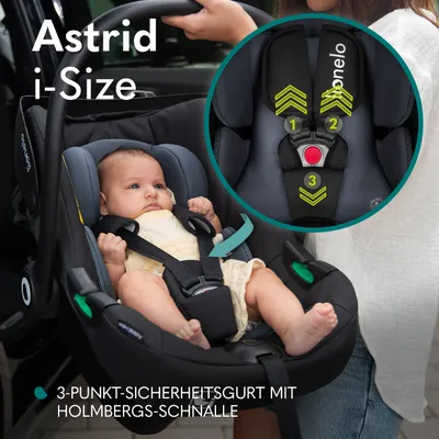 Produktbild von Lionelo ASTRID I-SIZE Babyschale ab Geburt, bis 87 cm, ab1 kg bis 16 kg, Sehr stabiler Träger, Höhenverstellung - Schwarz Grau