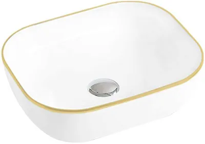 Immagine prodotto di Lavabo MEXEN RITA bianco, riga dorata 45 cm