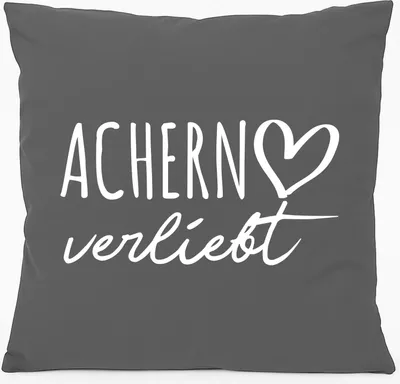 Produktbild von Huuraa Kissen Achern verliebt 40x40cm mit Füllung Steel Grey Baumwolle Dekokissen Geschenkidee