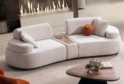 Produktbild von Hanah Home, Rio - Cream, Wohnzimmermöbel-Set, Creme, 100 % Polyester, 252+47 x 90 x 77 cm