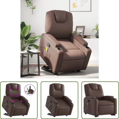 Produktbild von The Living Store Massagesessel mit Aufstehhilfe Braun Kunstleder