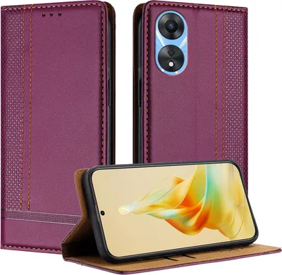 Produktbild von Handyhülle für OPPO A78 5G Leder Flip Klappbare Schutzhülle mit Standfunktion Lila
