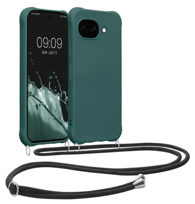 Produktbild von kwmobile Necklace Case kompatibel mit Google Pixel 10a Hülle - Cover mit Kordel zum Umhängen - Silikon Schutzhülle Petrol