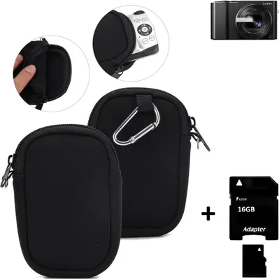 Produktbild von K-S-Trade® Kameratasche kompatibel mit Panasonic Lumix DMC-TZ101 Schutz Hülle Kompaktkamera Tasche Travelbag sleeve case neopren Fototasche + 16GB