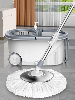 Produktbild von Famanu Wischmop Set mit 2 Wischkopf und Spinnemmer - Effizientes Reinigen