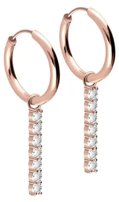 Produktbild von Chirurgenstahl Ohrclicker Creolen KRISTALLBALKEN RoséGold Innendurchmesser: 14mm + Designstärke: 1,6mm