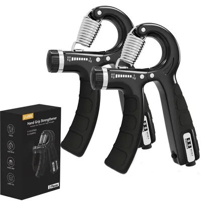 Productafbeelding van Handgreep handtrainer - Instelbaar 5 tot 60 kg - Telfunctie 0 tot 99 - Onderarmtrainer - Zwart