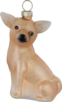 Produktbild von Christbaumschmuck Glas 8cm Chihuahua Figur Beige